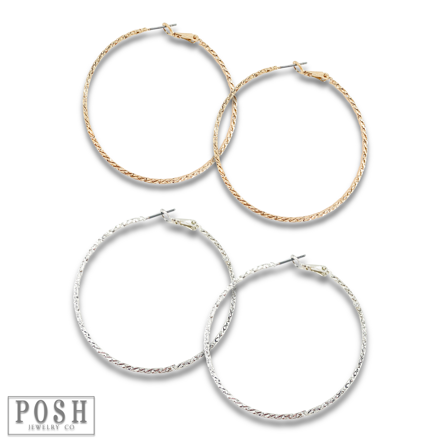 Diamond texture hoop earring, last call