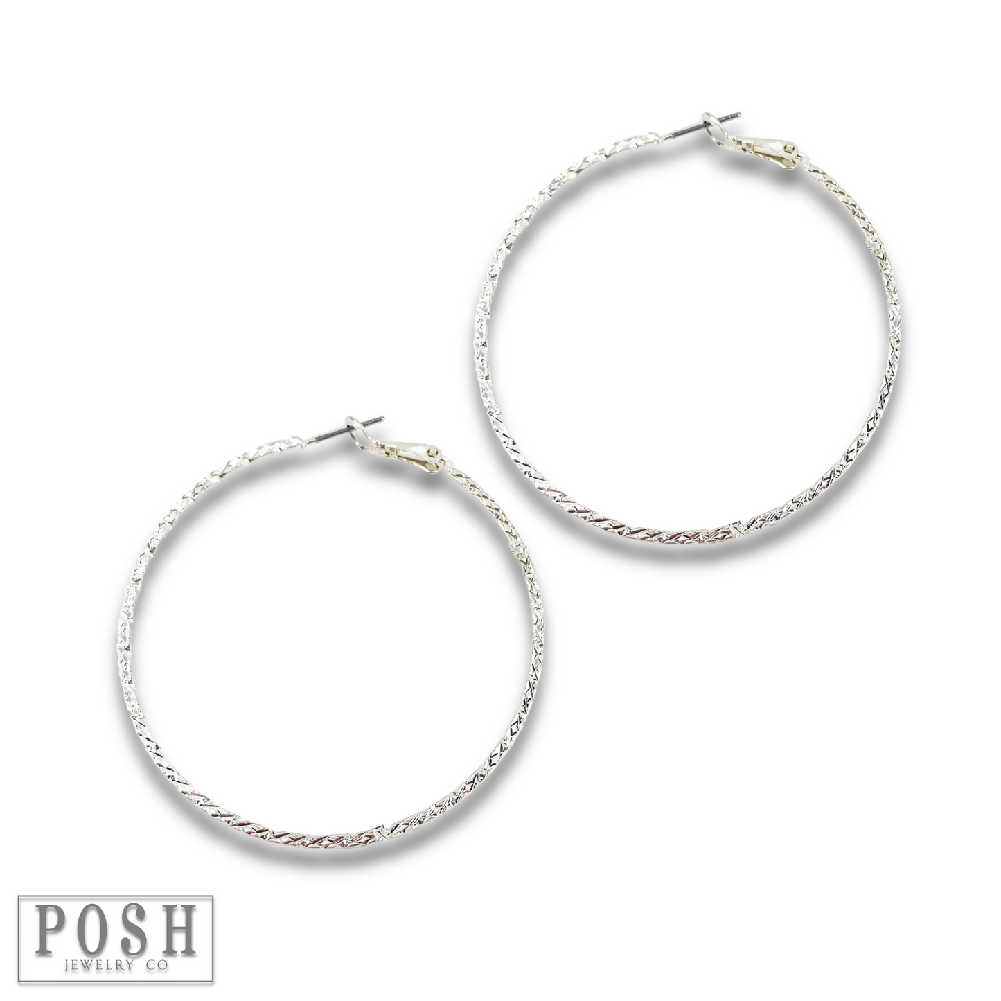 Diamond texture hoop earring, last call