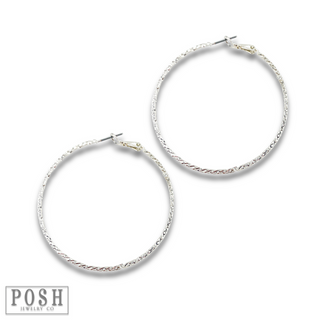 Diamond texture hoop earring, last call