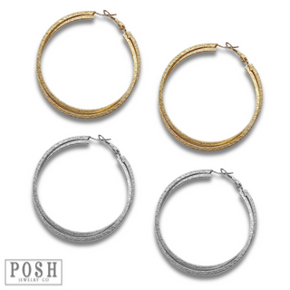 Double crossover hoop earring