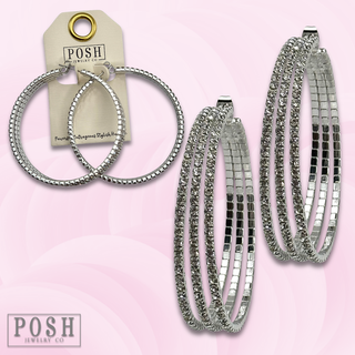 Triple hoop rhinestone earring