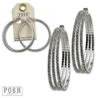 Triple hoop rhinestone earring