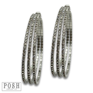 Triple hoop rhinestone earring
