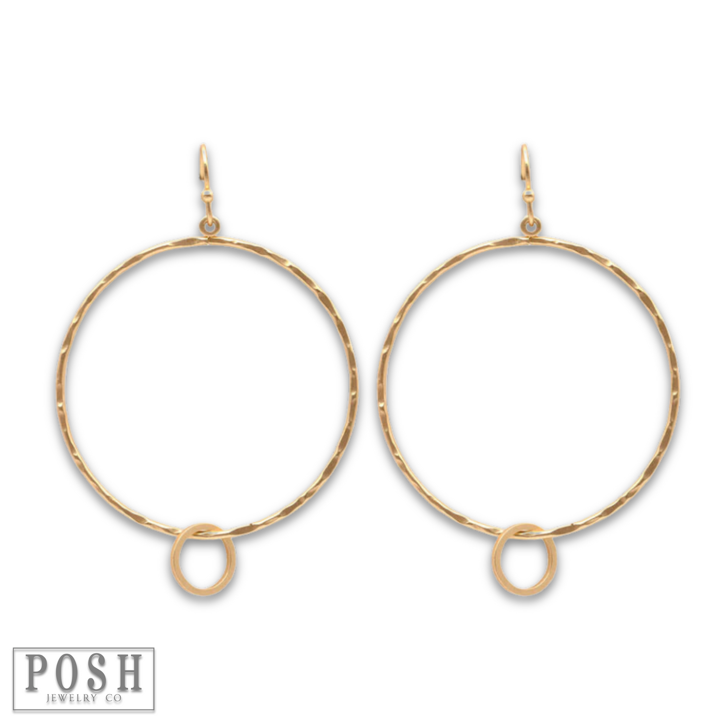 Hammered earring with floating circle charm, last call