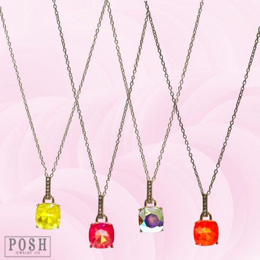 Large rhinestone solitaire necklace