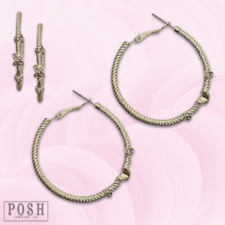Gold cable hoop earring rhinestones, last call
