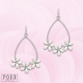 Teardrop earring with pearl flowers, last call