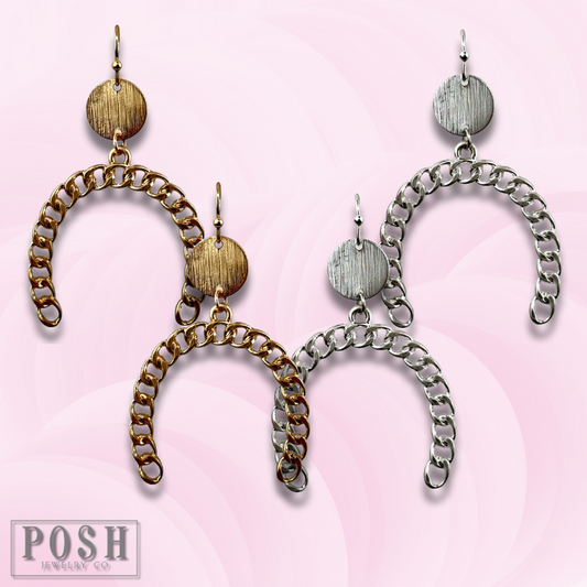 Curb link chain horseshoe earring, last call