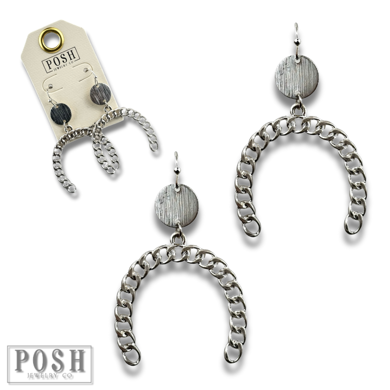 Curb link chain horseshoe earring, last call