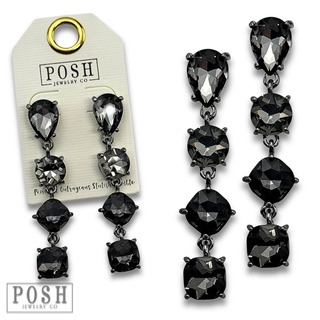 Variety shape black diamond rhinestone earring