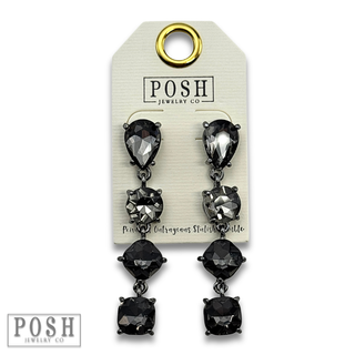 Variety shape black diamond rhinestone earring