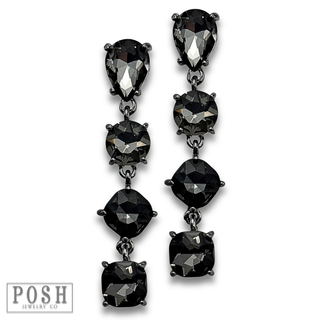 Variety shape black diamond rhinestone earring