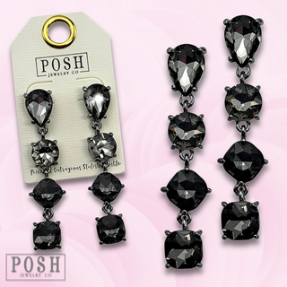 Variety shape black diamond rhinestone earring