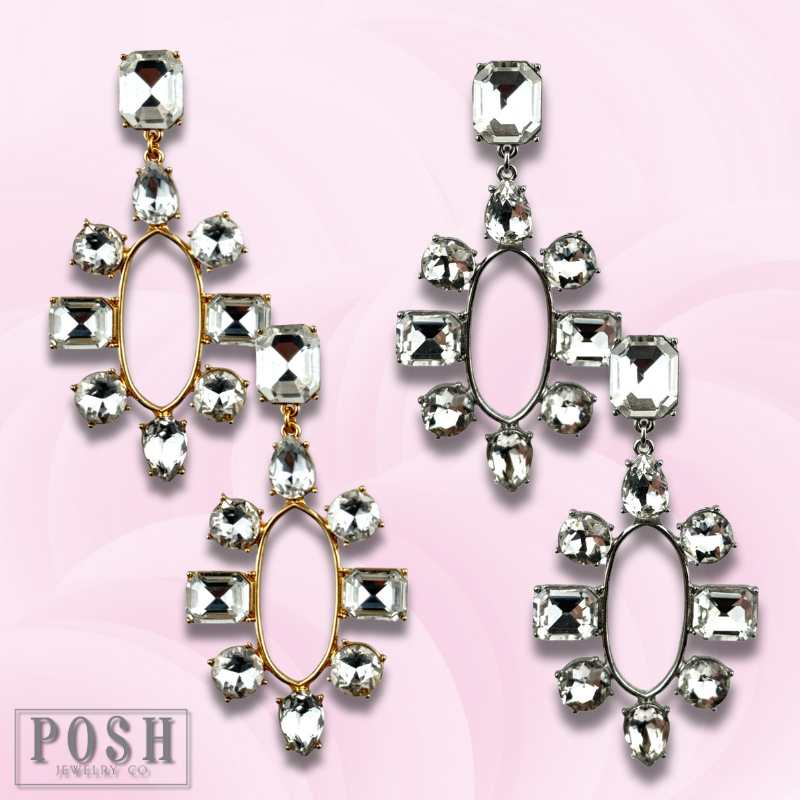 Rhinestone post chandelier earring