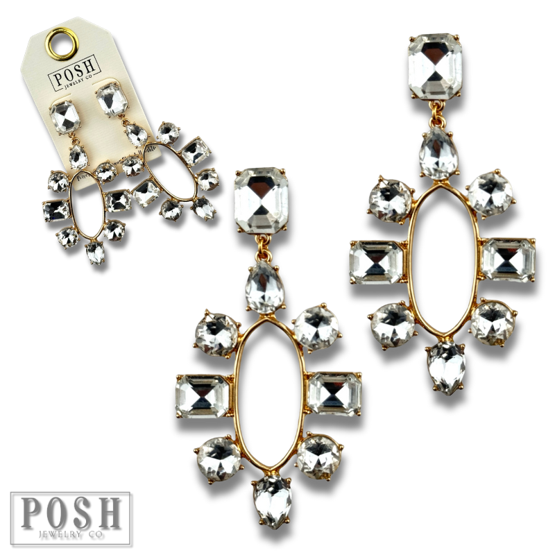 Rhinestone post chandelier earring