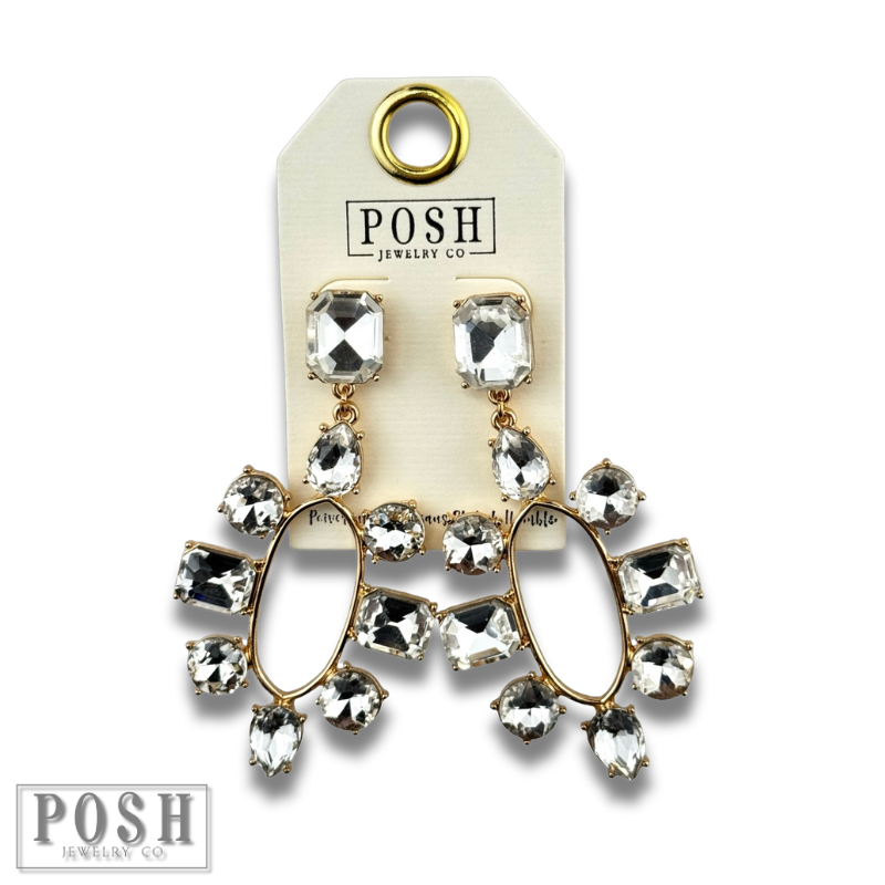 Rhinestone post chandelier earring