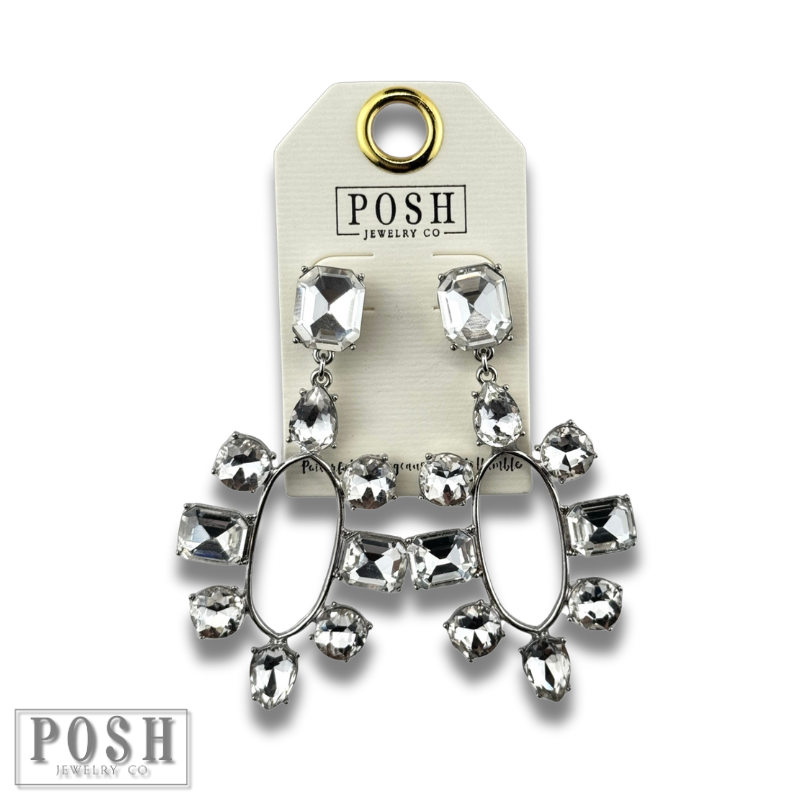 Rhinestone post chandelier earring