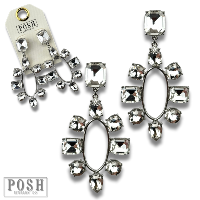 Rhinestone post chandelier earring