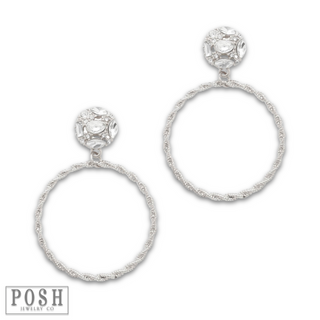 Circle on clear rhinestone earring, last call
