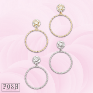 Circle on clear rhinestone earring, last call