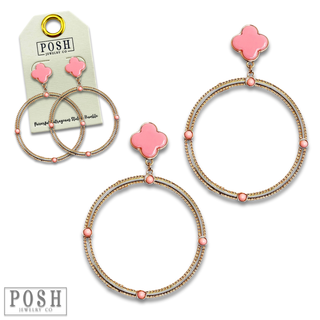 Clover and textured circle earring
