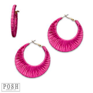 Raffia wrapped hoop earring, last call