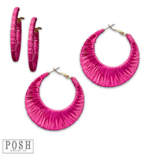 Raffia wrapped hoop earring, last call