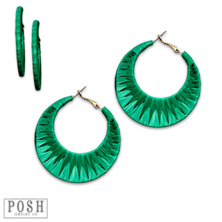 Raffia wrapped hoop earring, last call