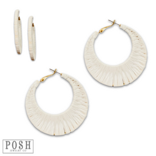 Raffia wrapped hoop earring, last call