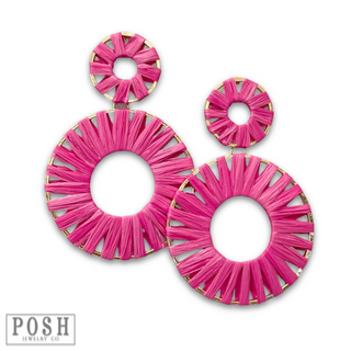 Raffia wrapped circle earring, last call