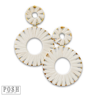 Raffia wrapped circle earring, last call