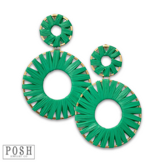 Raffia wrapped circle earring, last call