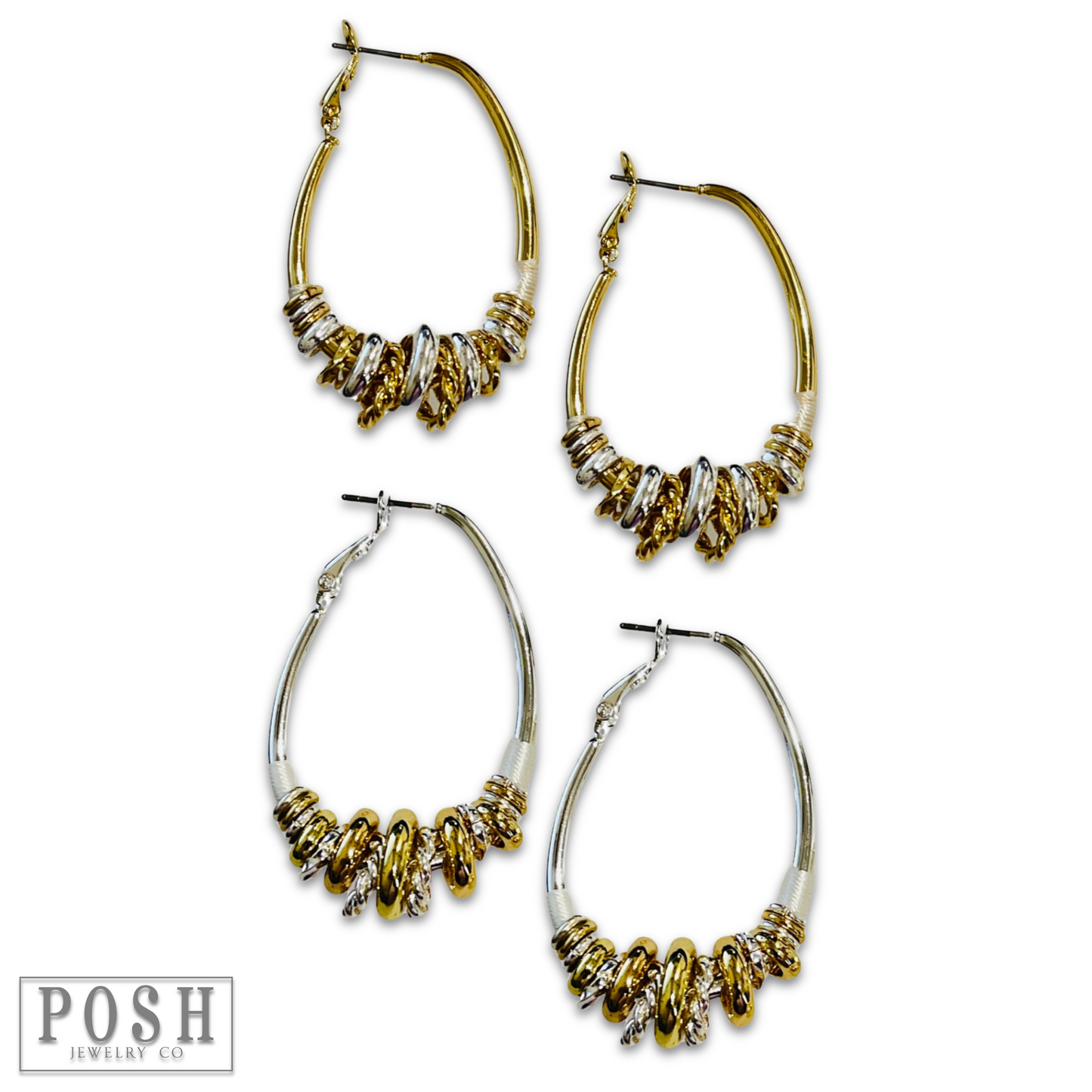 Oval hoop ringlet earring