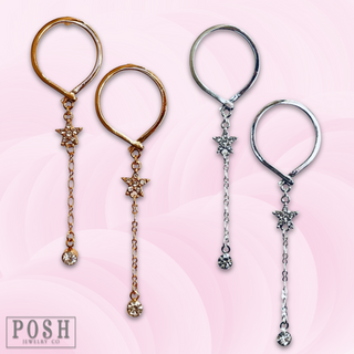 Post earring with star and drop