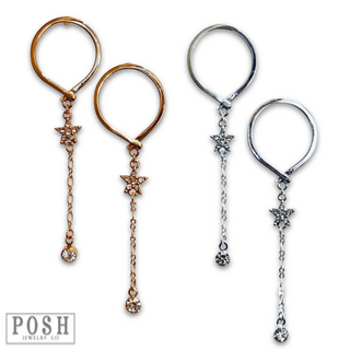 Post earring with star and drop