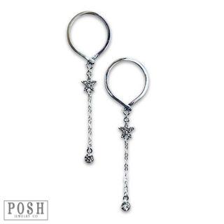 Post earring with star and drop