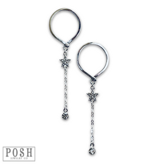 Post earring with star and drop