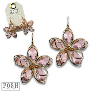 Crystal and flower petal earring