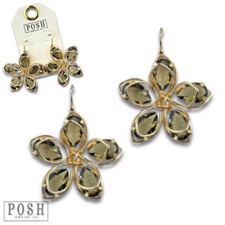 Crystal and flower petal earring