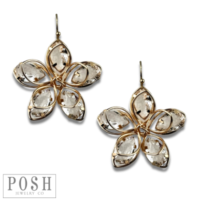 Crystal and flower petal earring