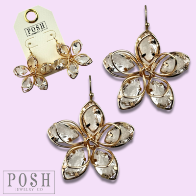 Crystal and flower petal earring