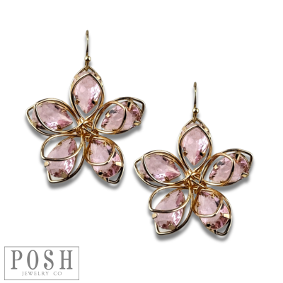 Crystal and flower petal earring