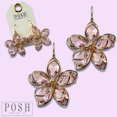 Crystal and flower petal earring