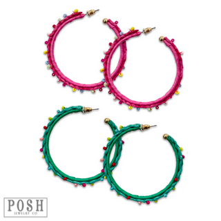 Raffia hoop earring, last call