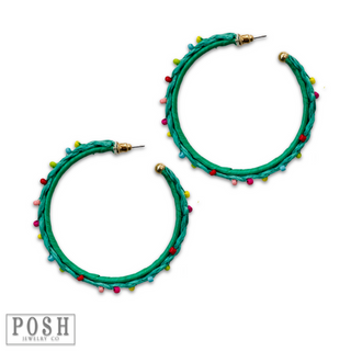 Raffia hoop earring
