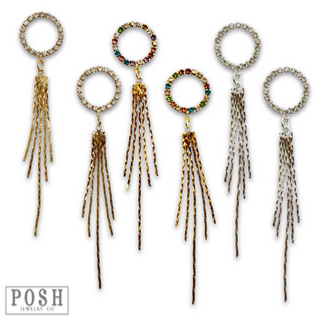 Rhinestone and fringe earring