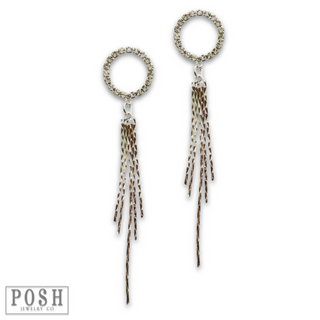 Rhinestone and fringe earring