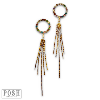 Rhinestone and fringe earring