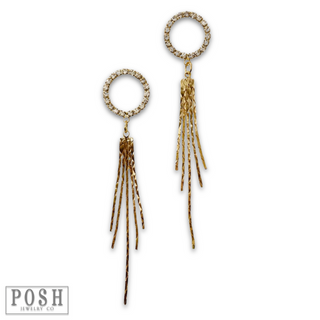Rhinestone and fringe earring - LC
