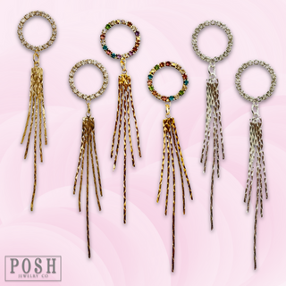 Rhinestone and fringe earring